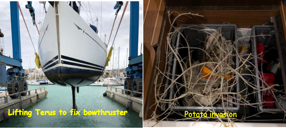 Lifting Terus to fix bowthruster Potato invasion